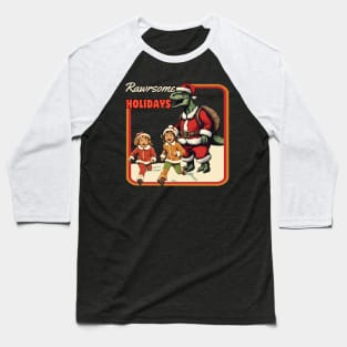 Dinosaur  Santa Claus Baseball T-Shirt